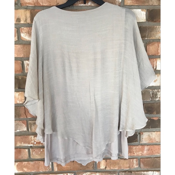 JM Collection Women’s Tan Overlay Top XXL - Picture 2 of 6